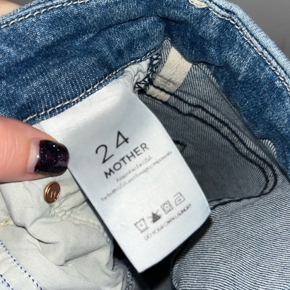 MOTHER High Waisted Looker Ankle Chew Rainbow Jeans in Learning To Hula Size 24 - Picture 5 of 14